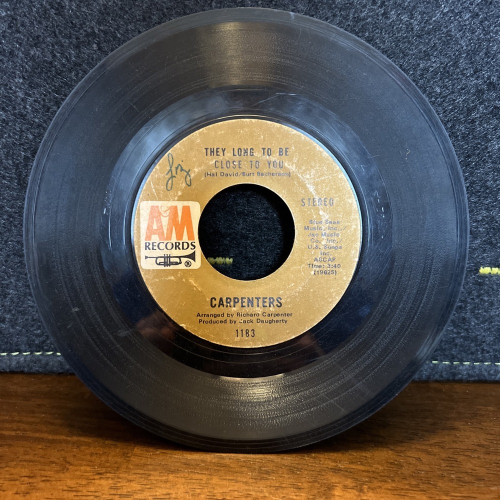 The Carpenters 45rpm I Kept On Loving You/ They Long To Be Close To You 7" Vinyl